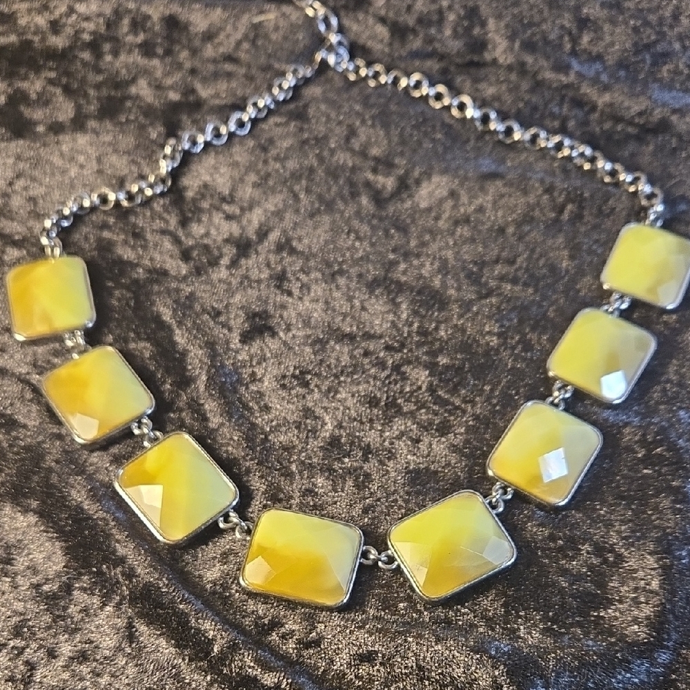 LOFT Yellow and Silver Necklace with Translucent Stones